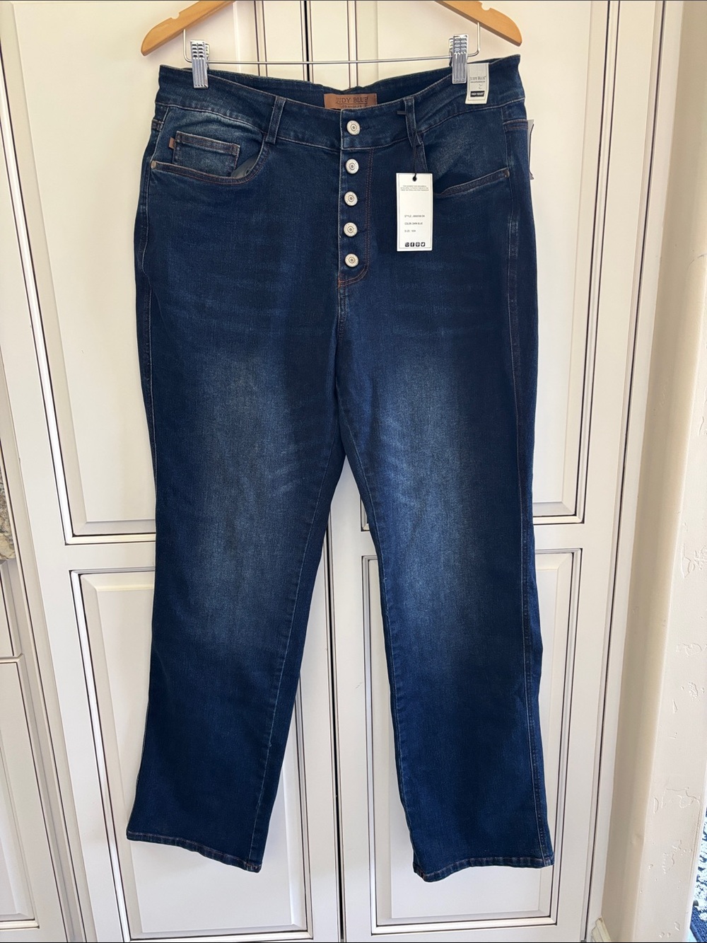 Judy Blue High Waisted Straight Leg Button Fly Jeans JB88598 Blue‎ Women’s 16W